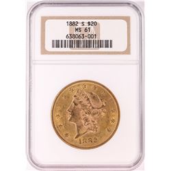 1882-S $20 Liberty Head Double Eagle Gold Coin NGC MS61