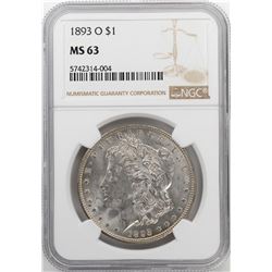 1893-O $1 Morgan Silver Dollar Coin NGC MS63