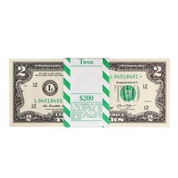 Pack of (100) Consecutive 2013 $2 Federal Reserve STAR Notes San Francisco