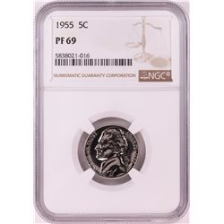 1955 Proof Jefferson Nickel Coin NGC PF69