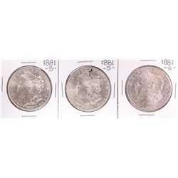 Lot of (3) 1881-S $1 Morgan Silver Dollar Coins