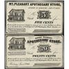 Image 1 : Lot of 1863 Five & Twenty Cents Mount Pleasant, MA Apothecary Store Obsolete Bank Notes