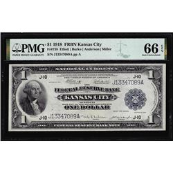 1918 $1 Federal Reserve Bank Note Kansas City Fr.738 PMG Gem Uncirculated 66EPQ