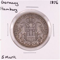 1876 Germany Hamburg 5 Mark Silver Coin