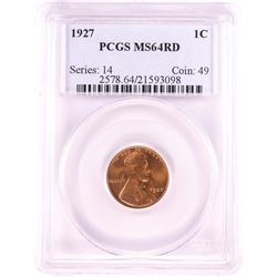 1927 Lincoln Wheat Cent Coin PCGS MS64RD