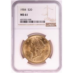 1904 $20 Liberty Head Double Eagle Gold Coin NGC MS61