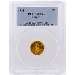 1991 $5 American Gold Eagle Coin PCGS Graded MS69