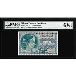 Series 692 $1 Military Payment Certificate Note PMG Superb Gem Unc 68EPQ