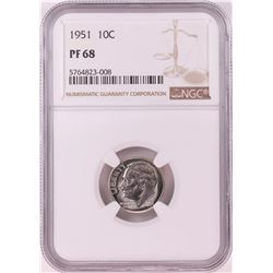 1951 Proof Roosevelt Dime Coin NGC PF68