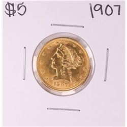 1907 $5 Liberty Head Half Eagle Gold Coin