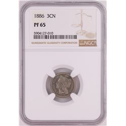 1886 Proof Three Cent Nickel Coin NGC PF65