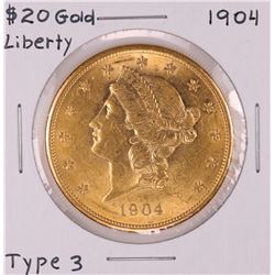 1904 Type 3 $20 Liberty Head Double Eagle Gold Coin