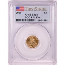 2010 $5 American Gold Eagle Coin PCGS MS70 First Strike