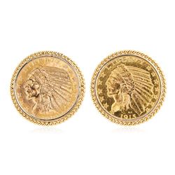 Set of $5 Half Eagle Gold Coins in 14K Gold Cuff Links