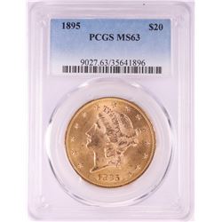 1895 $20 Liberty Head Double Eagle Gold Coin PCGS MS63