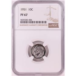 1951 Proof Roosevelt Dime Coin NGC PF67