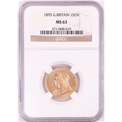 1895 Great Britain 1 Sovereign Gold Coin NGC MS63