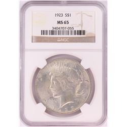 1923 $1 Peace Silver Dollar Coin NGC MS65