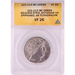 121-113 BC Ancient Greek Seleukid Syria Antiochus VIII Epiphanes Tetradrachm ANACS VF25