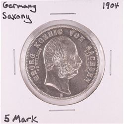 1904 Germany Saxony 5 Mark Silver Coin