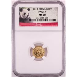 2011 China 20 Yuan Panda Gold Coin NGC MS70