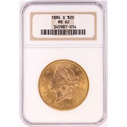 1884-S $20 Liberty Head Double Eagle Gold Coin NGC MS62