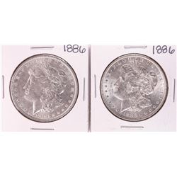 Lot of (2) 1886 $1 Morgan Silver Dollar Coins