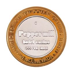 .999 Silver Peppermill Hotel Casino Reno, NV $10 Casino Limited Edition Gaming Token