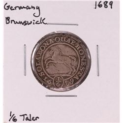 1689 Germany Brunswick 1/6 Taler Coin