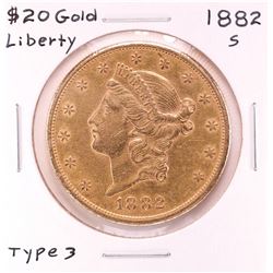 1882-S $20 Type 3 Liberty Head Double Eagle Gold Coin