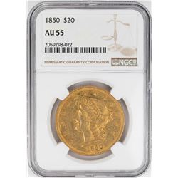 1850 $20 Liberty Head Double Eagle Gold Coin NGC AU55