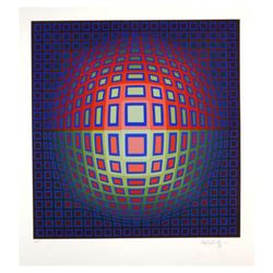 Victor Vasarely (1908-1997) "Blue Composition" Limited Edition Serigraph