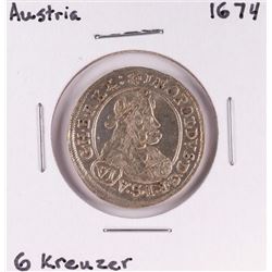 1674 Austria 6 Kreuzer Silver Coin