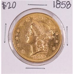 1858 Type 1 $20 Liberty Head Double Eagle Gold Coin