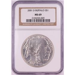 2001-D $1 Buffalo Commemorative Silver Dollar Coin NGC MS69