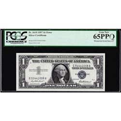 1957 $1 Silver Certificate Note Mismatched Serial Number Error PCGS Gem New 65PPQ