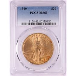 1910 $20 St. Gaudens Double Eagle Gold Coin PCGS MS63