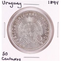 1894 Uruguay 50 Centavos Silver Coin