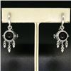 Image 3 : 14k White Gold 11.2 ctw Round Garnet Dangle Earrings w/ Brilliant Diamond Accent