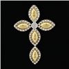 Image 2 : 18K Gold Silver Bead Work Marquise Cross Pendant & Bezel Diamond