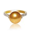 Image 1 : 10.0mm to 10.0mm Dark Golden South Sea Cultured Pearls and 0.65 ctw Diamond 18K