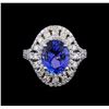 Image 2 : 3.47 ctw Tanzanite and Diamond Ring - 14KT White Gold