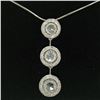Image 2 : Vintage 18K White Gold 2.59 ctw 3 Rose Cut Diamond Drop Pendant w/ Triple Halo