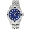 Image 2 : Rolex Ladies Stainless Steel Blue Diamond & Sapphire Oyster Perpetual Datejust W
