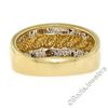Image 6 : 14kt Yellow and White Gold Dual Row Diamond and Matte Ribbed Dome Band Ring