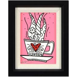 Romero Britto- Giclee on Canvas "So Good Pink Mini"