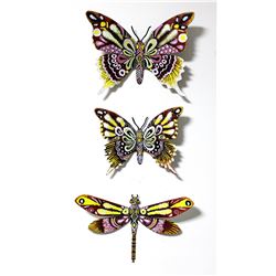 Patricia Govezensky- Original Painting on Cutout Steel (Set of 3) "Set of 3 Butterflies"