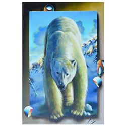 Ferjo, "Polar Treking" Original Painting on Canvas, Hand Signed with Letter of Authenticity.