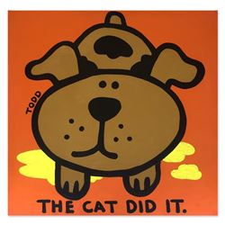 Todd Goldman, "The Cat Did It" Hand Signed Original Painting on Canvas with Letter of Authenticity.