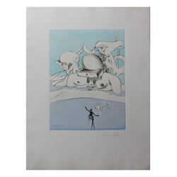 Salvador Dali- Hand Colored Original Etching "Flung Out Like a Fag-End by the Big-Wigs"